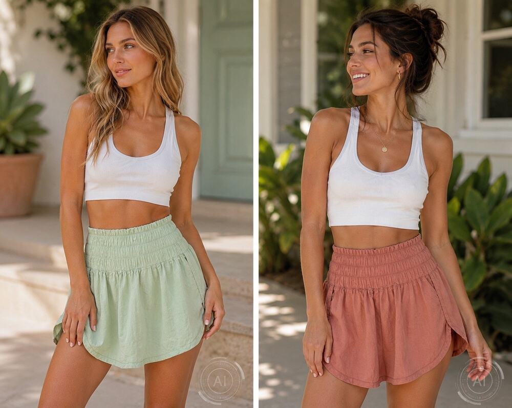 Free People Movement lot of 2 shorts Pink Green Waist Athletic Boho Activewear M
